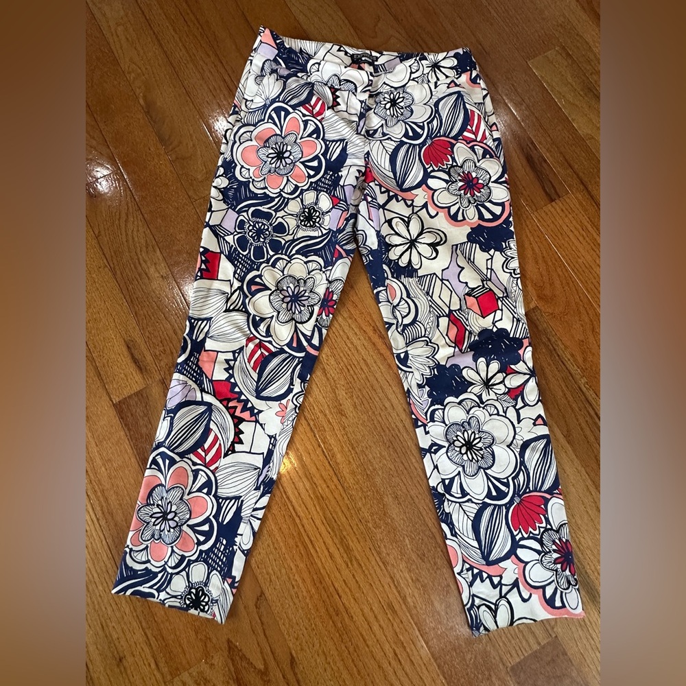 Express Blue and columnist dress pants with Artistic Floral Print